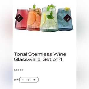 Brand new in Box by KHEN Vibrant Stemless Wine Glass Set of 4